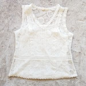 NWOT White Lace Overlay Blouse